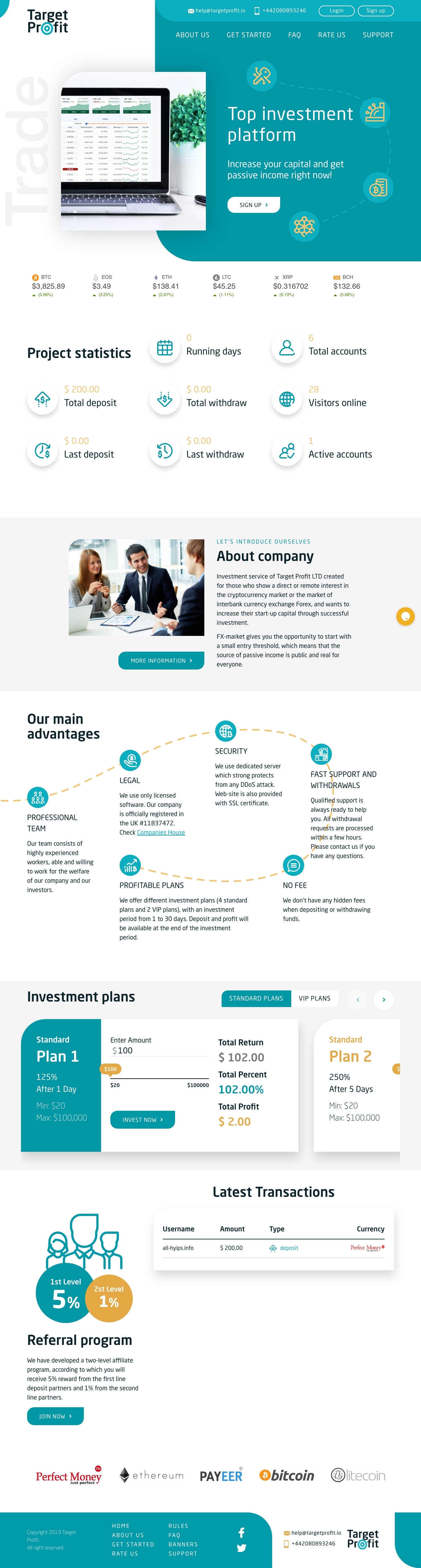 Investment HYIP Target Profit