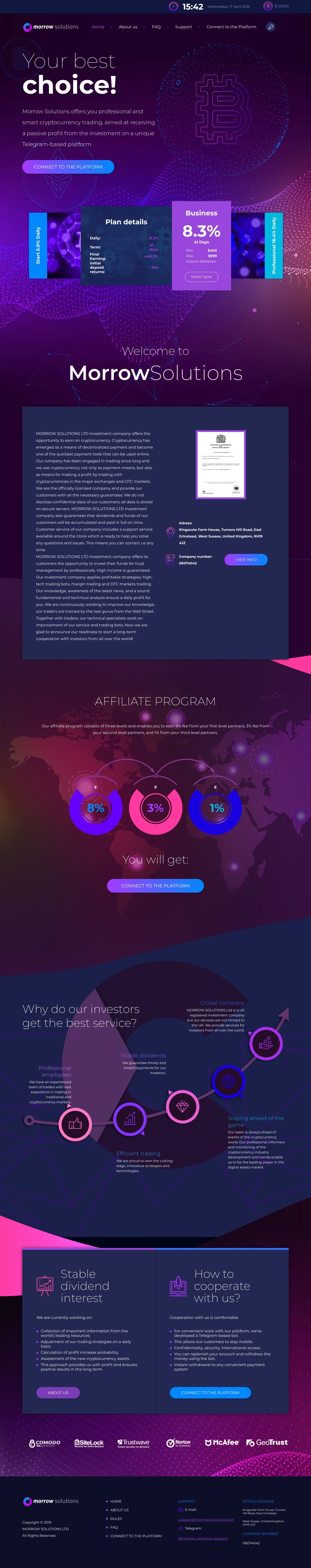 Gaming HYIP project Morrow Solutions Ltd