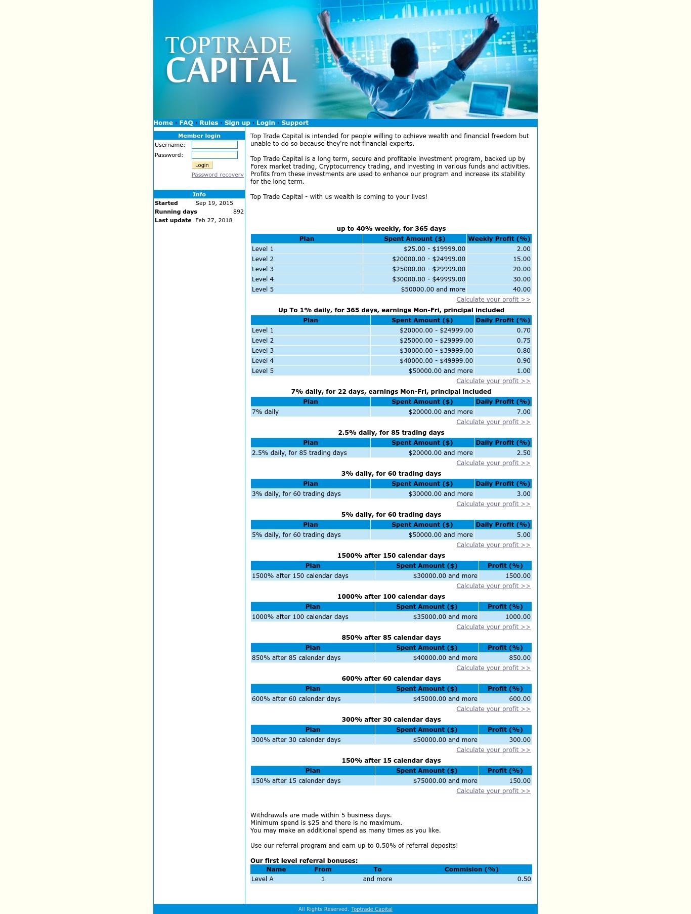 Investment HYIP Toptrade Capital