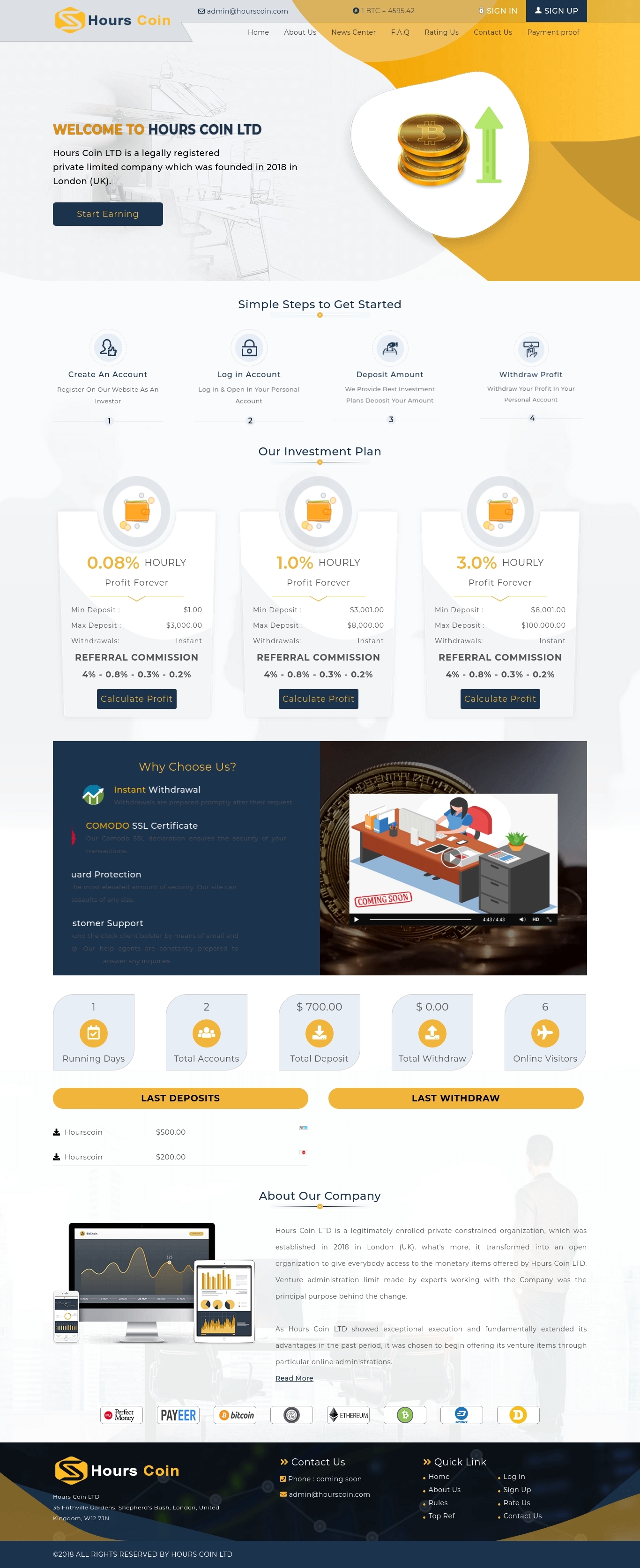 Invest project Hours Coin LTD