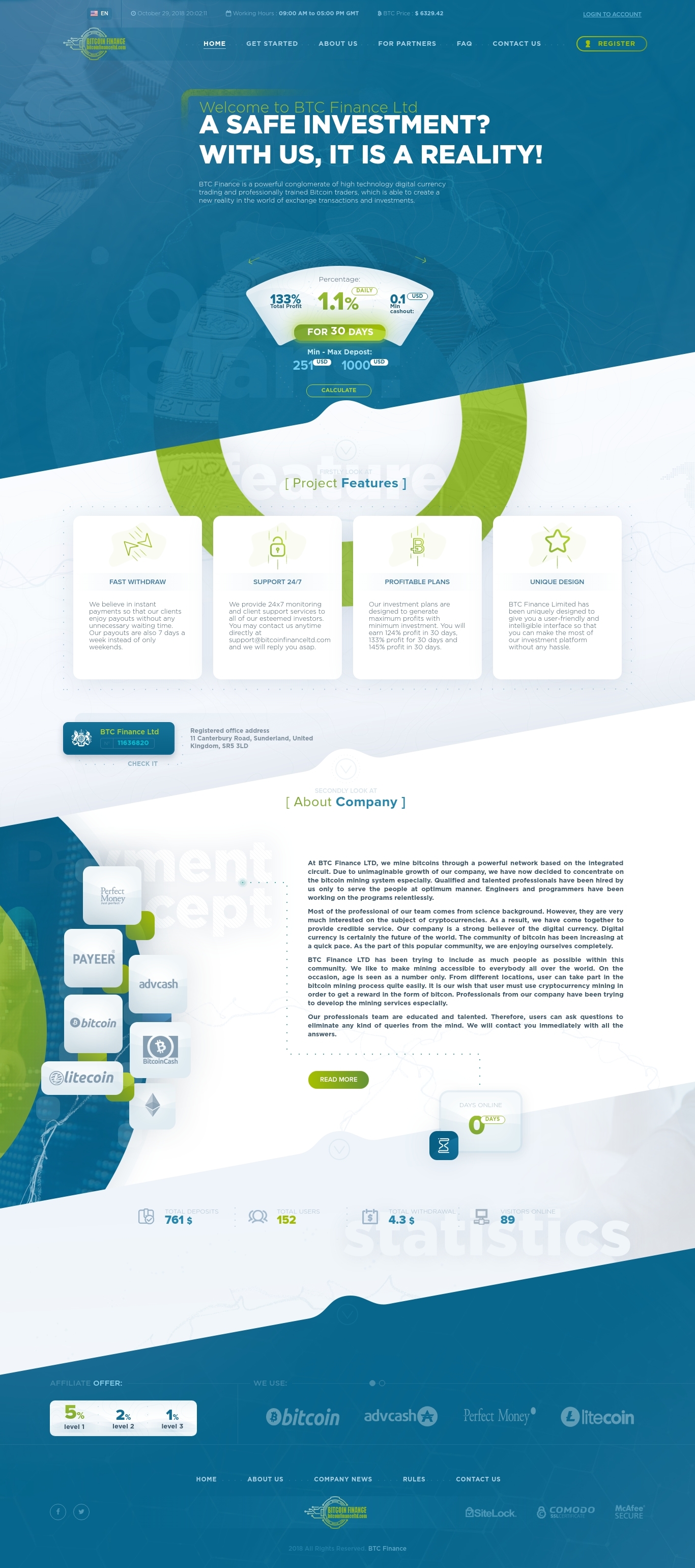 Gaming HYIP project BTC Finance